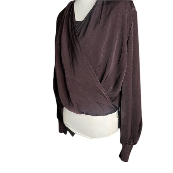 NWOT All Saints Abi Long Sleeve Draped Wrap Over Top Purple – Sz 2 - Picture 4 of 11